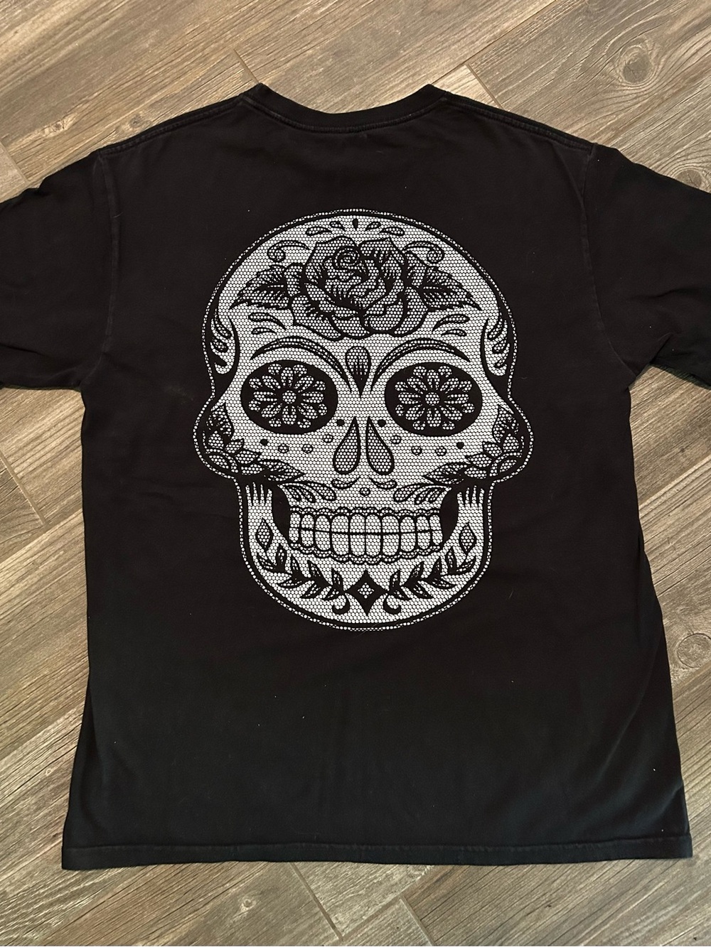Vintage Euro Comfort Sugar Skull Graphic Tee - Black. Dot Art. - Picture 3 of 7
